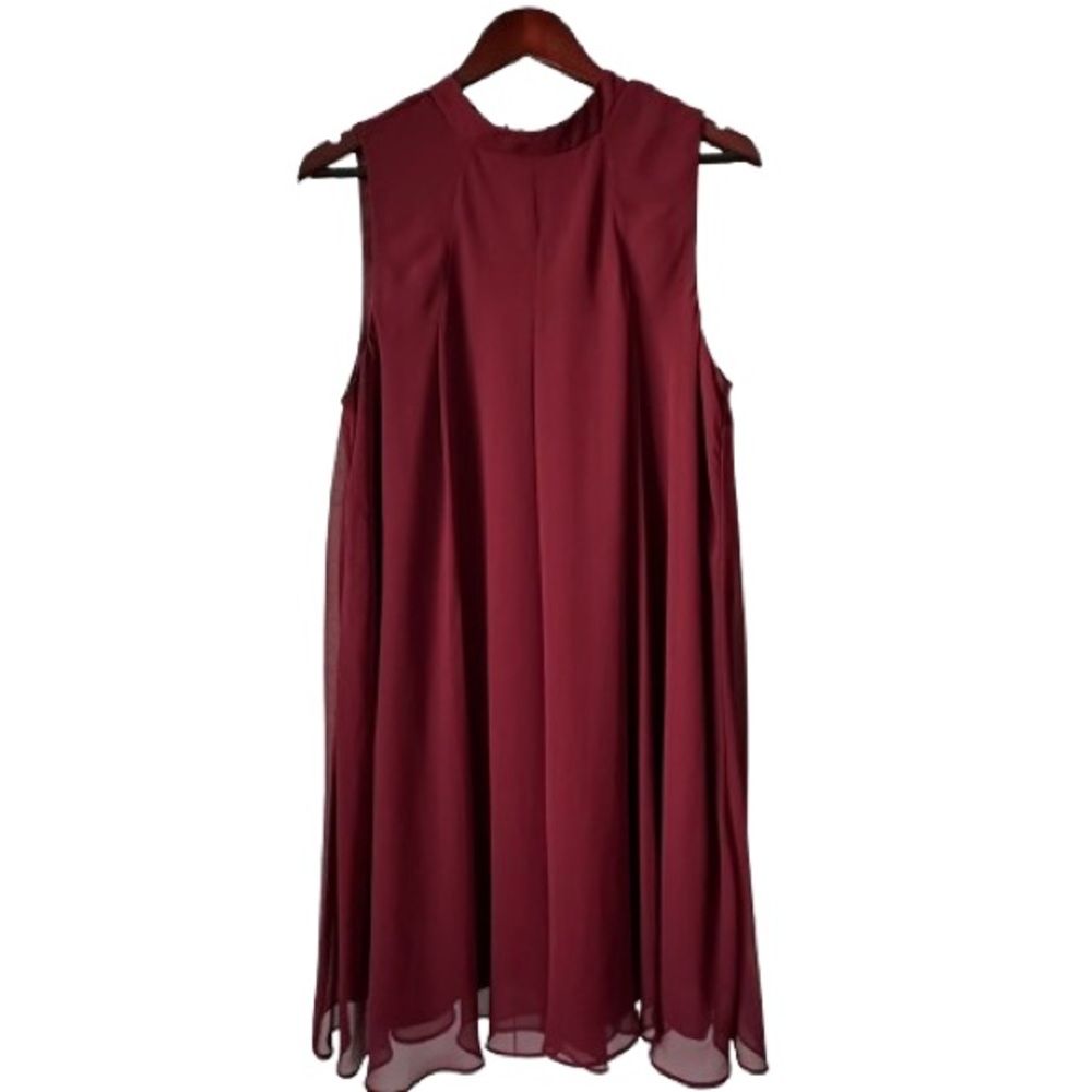 BCBGeneration Women's L Red Wine Sleeveless Mock Neck Mini Relaxed Fit Dress - Picture 5 of 16